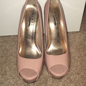 Pink peek a boo pumps